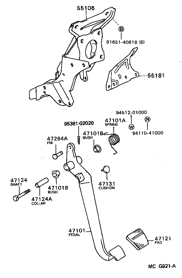 Toyota 47101-28070 PEDAL SUB-ASSY, BRAKE