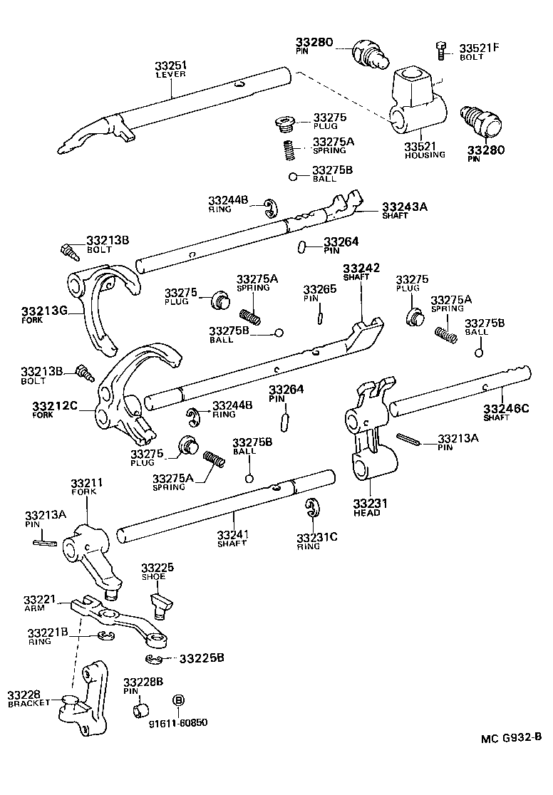 Toyota 33251-35140 LEVER, SHIFT & SELECT