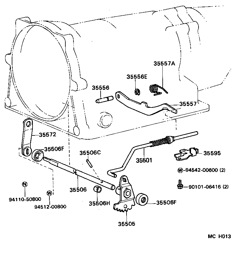 35572-28050 LEVER, TRANSMISSION CONTROL SHAFT, RH product image