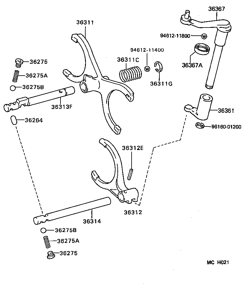33506-27040 RETAINER SUB-ASSY, TRANSFER CONTROL SHIFT LEVER product image