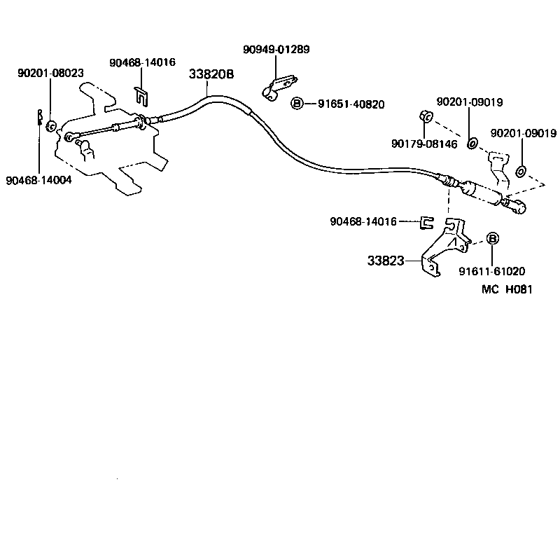 33822-27180 CABLE TRANSMISSION CONTROL SELECT (FOR FLOOR SHIFT) product image