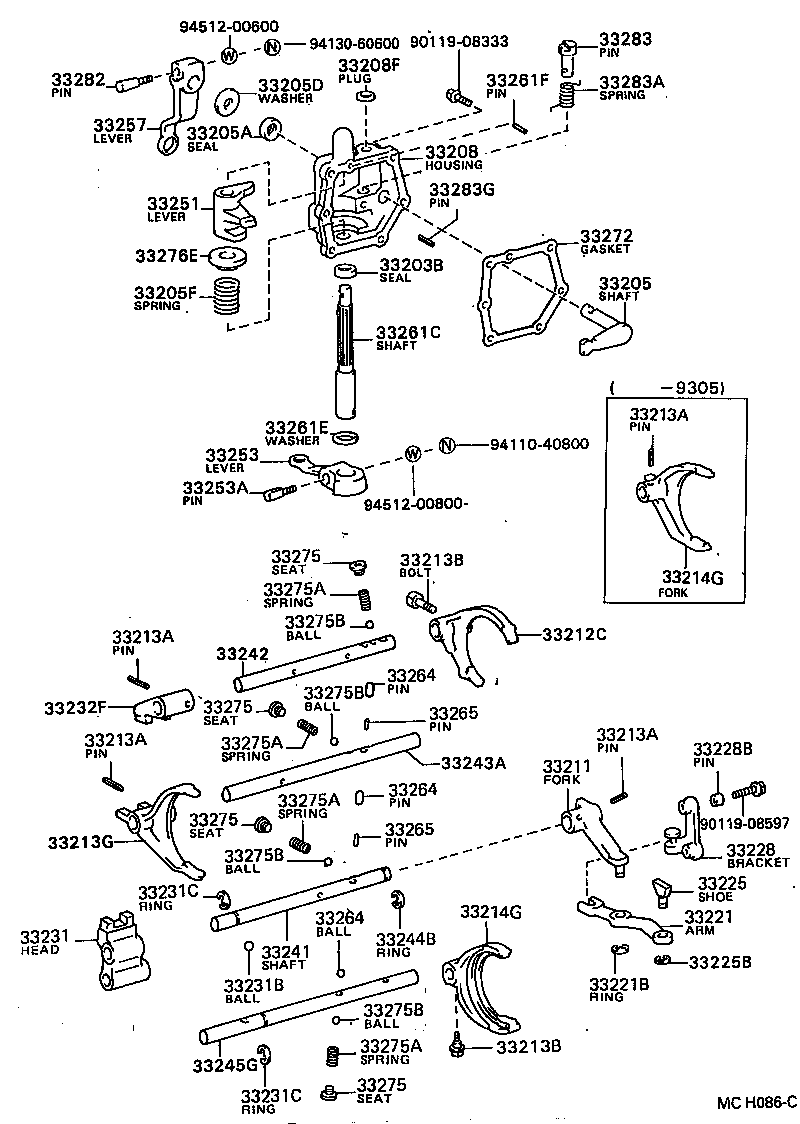 33242-60050 SHAFT, GEAR SHIFT FORK, NO.1 product image