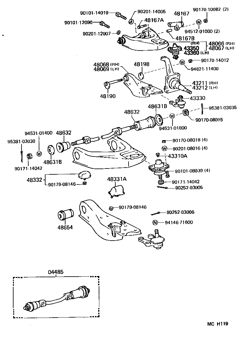 43350-29076 JOINT ASSY, FRONT UPPER BALL, RH product image