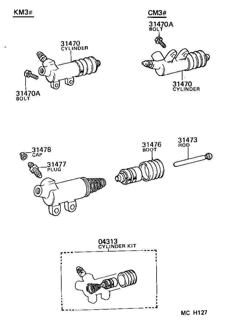31470-35071 CYLINDER ASSY, CLUTCH RELEASE product image