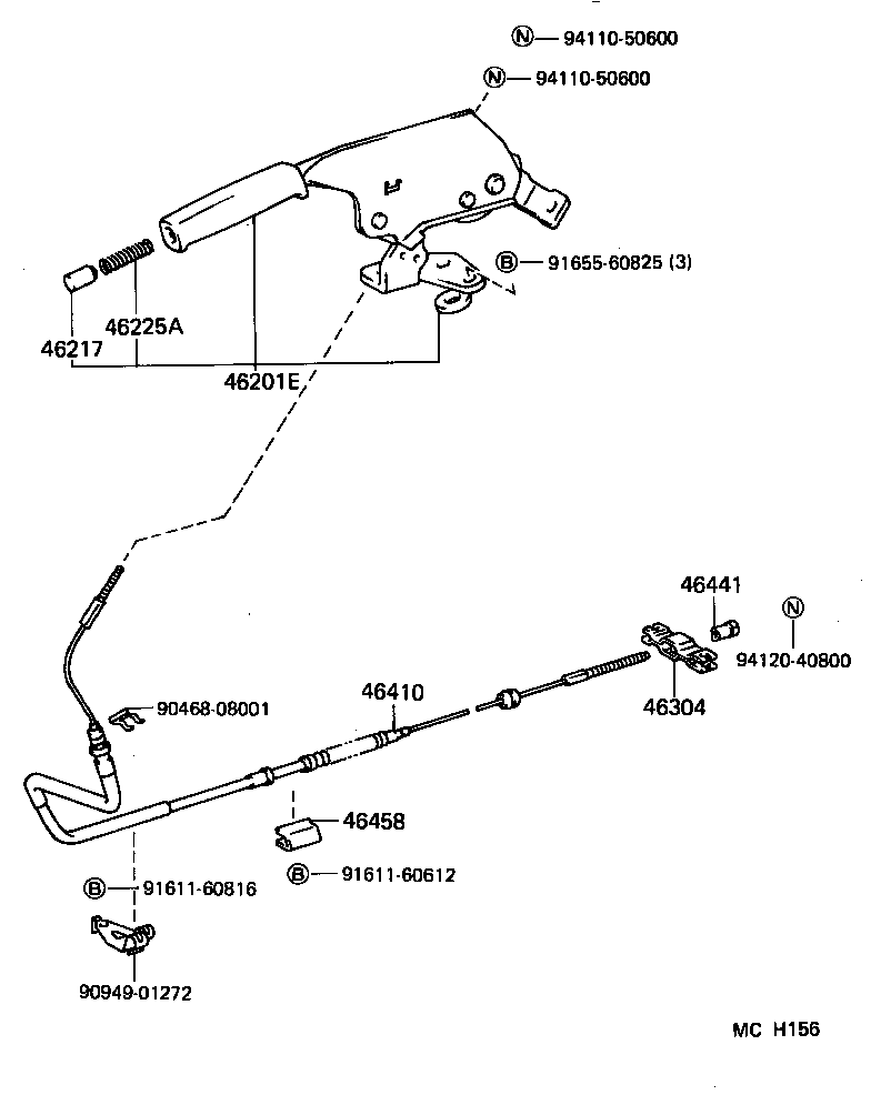 46430-27151 CABLE ASSY, PARKING BRAKE, NO.3 product image