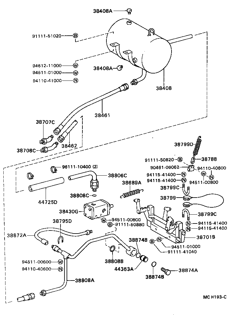 38462-93102 HOSE, POWER OIL PUMP DELIVERY product image