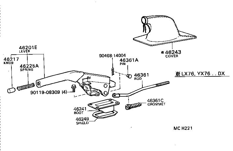46243-22020-06 COVER, PARKING BRAKE LEVER product image