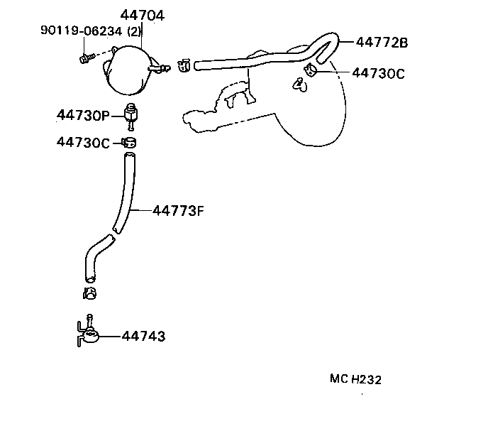 44774-22310 HOSE, UNION TO CONNECTOR TUBE product image
