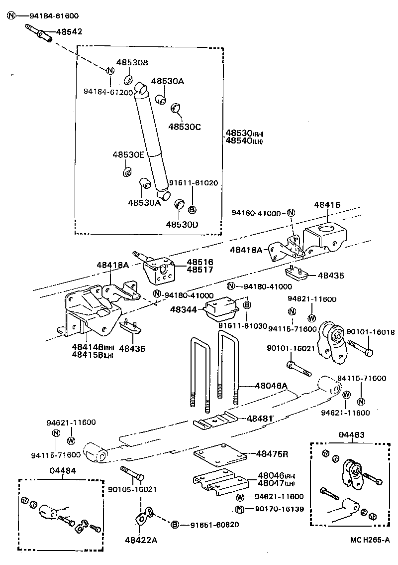 04484-36030 PIN KIT, REAR SPRING product image