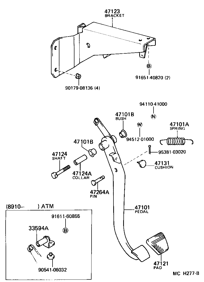 55155-90D01 BRACKET, BRAKE PEDAL product image