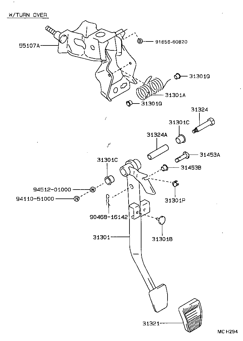 31310-22040 PEDAL SUB-ASSY, CLUTCH product image