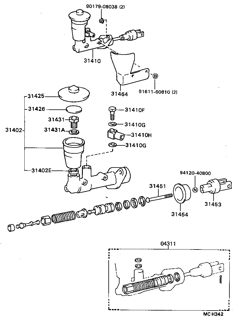 31410-22201 CYLINDER ASSY, CLUTCH MASTER product image