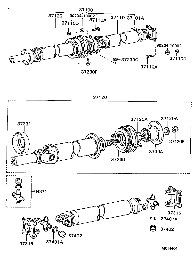 37100-22490 SHAFT ASSY, PROPELLER W/CENTER BEARING product image