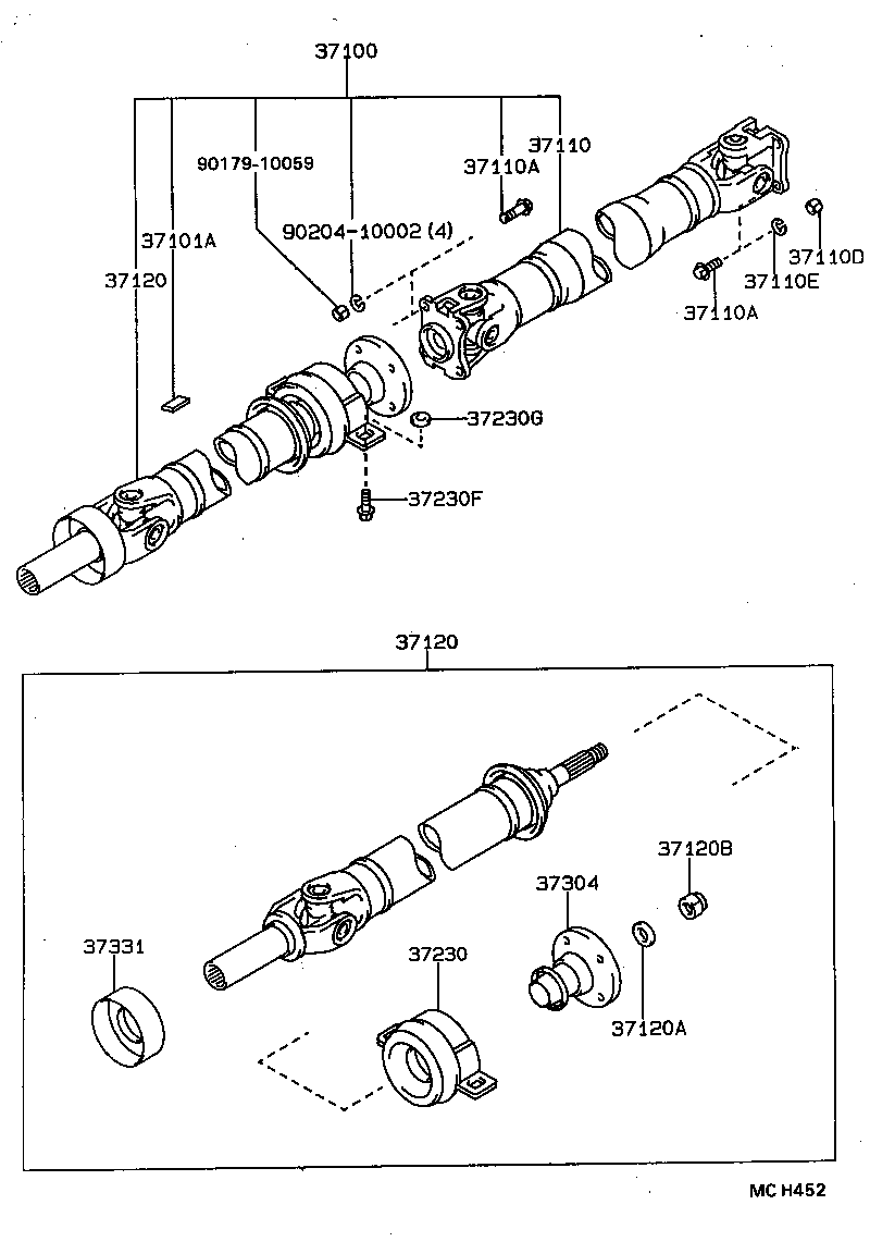 37100-24340 SHAFT ASSY, PROPELLER W/CENTER BEARING product image