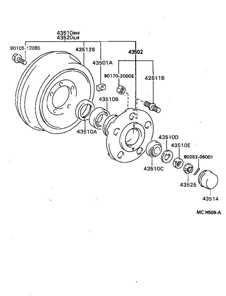 43501-36030 HUB SUB-ASSY, FRONT AXLE product image