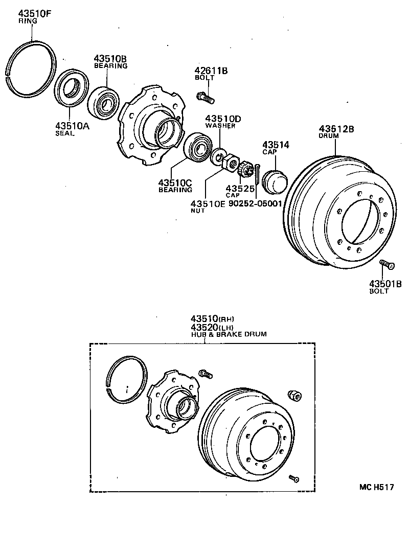 43501-36040 HUB SUB-ASSY, FRONT AXLE product image