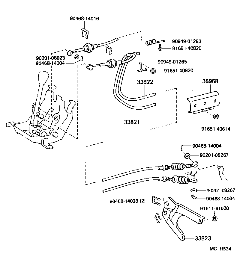 33822-27110 CABLE TRANSMISSION CONTROL SELECT (FOR FLOOR SHIFT) product image