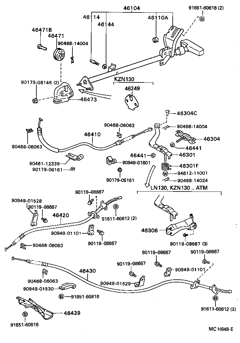 46430-35340 CABLE ASSY, PARKING BRAKE, NO.3 product image