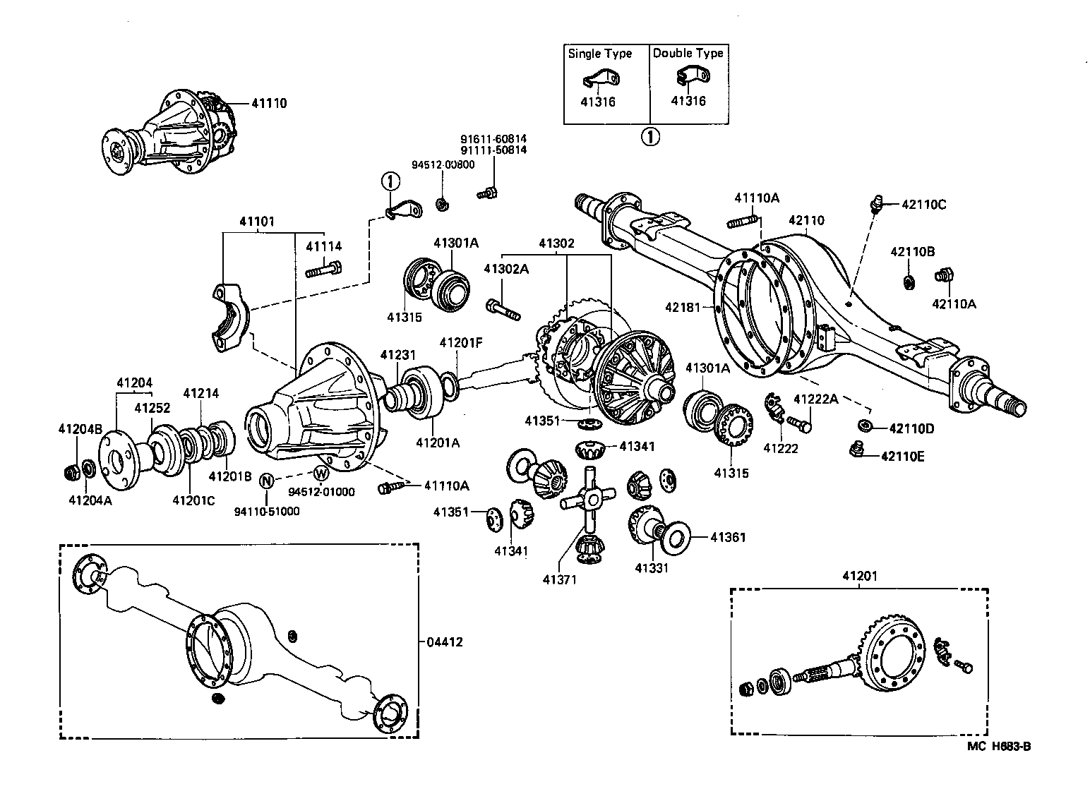41110-25190 CARRIER ASSY, DIFFERENTIAL, REAR product image