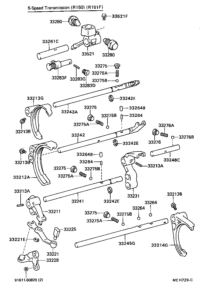 33261-35130 SHAFT, SHIFT & SELECT LEVER product image