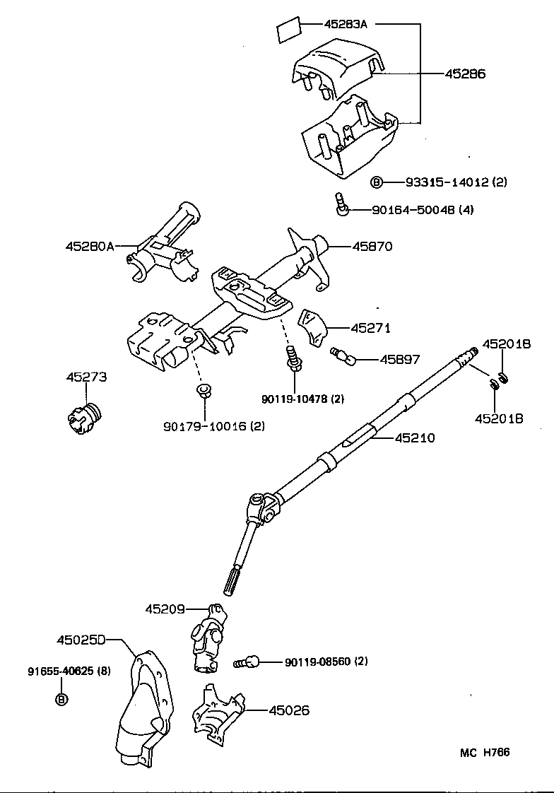45210-12340 SHAFT ASSY, STEERING MAIN product image