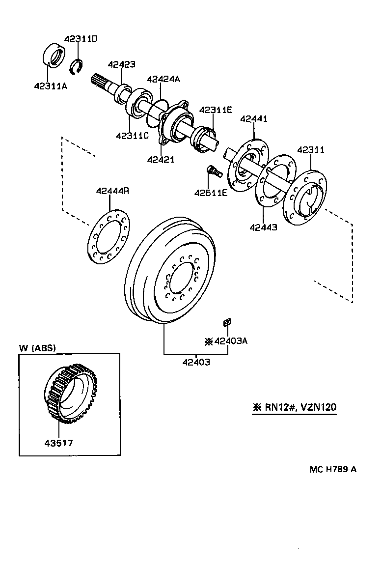 Toyota 42311-35160 SHAFT, REAR AXLE
