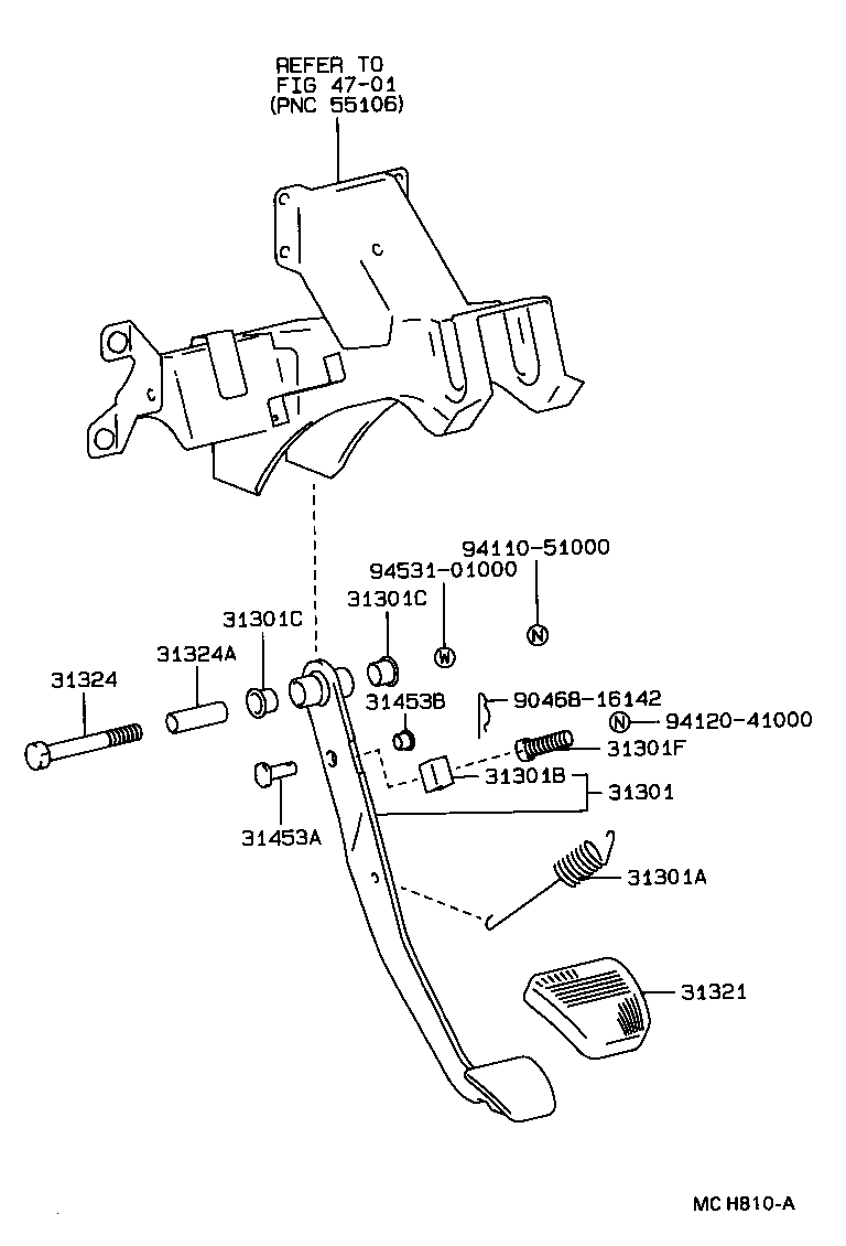 31301-27200 PEDAL SUB-ASSY, CLUTCH product image