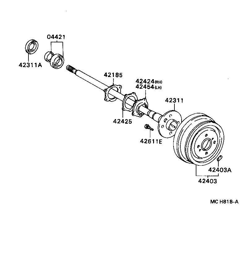 42311-27040 SHAFT, REAR AXLE product image