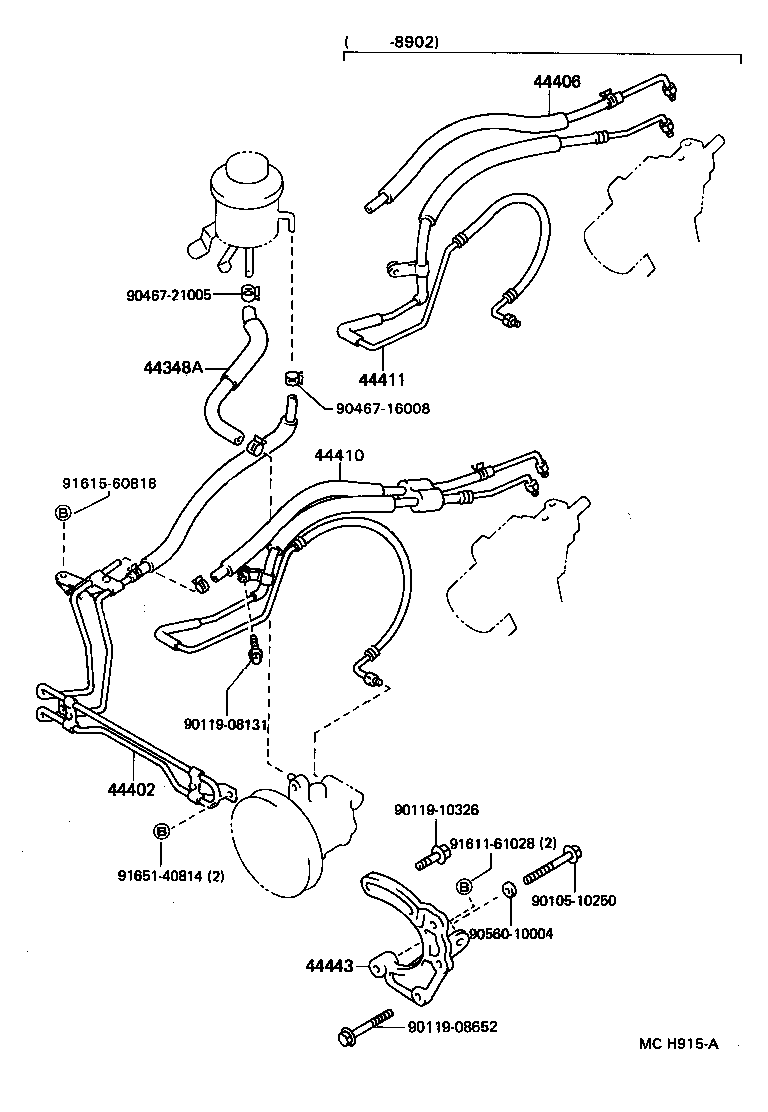 44348-30100 HOSE, OIL RESERVOIR TO PUMP, NO.1 product image