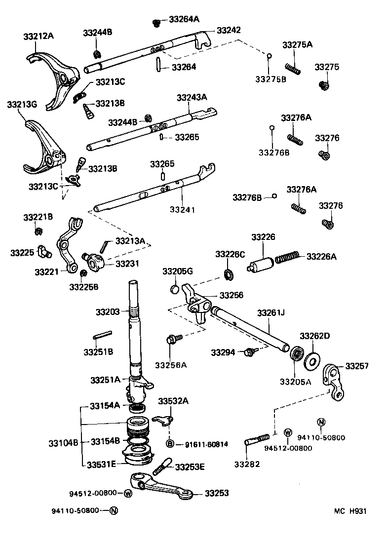 33242-30041 SHAFT, GEAR SHIFT FORK, NO.1 product image