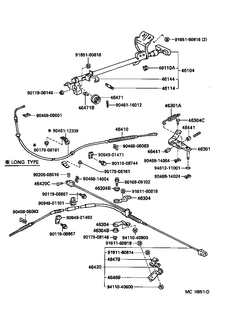 Toyota 46420-35500 CABLE ASSY, PARKING BRAKE, NO.2