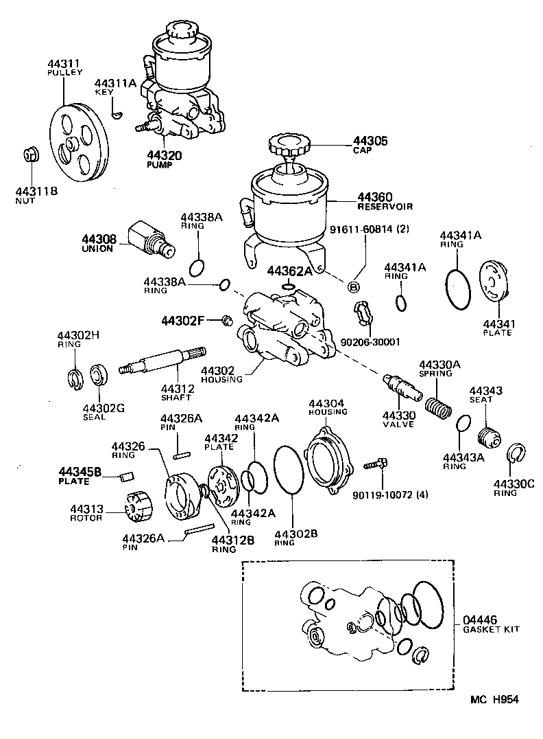 44306-30230 RESERVOIR ASSY, VANE PUMP OIL product image