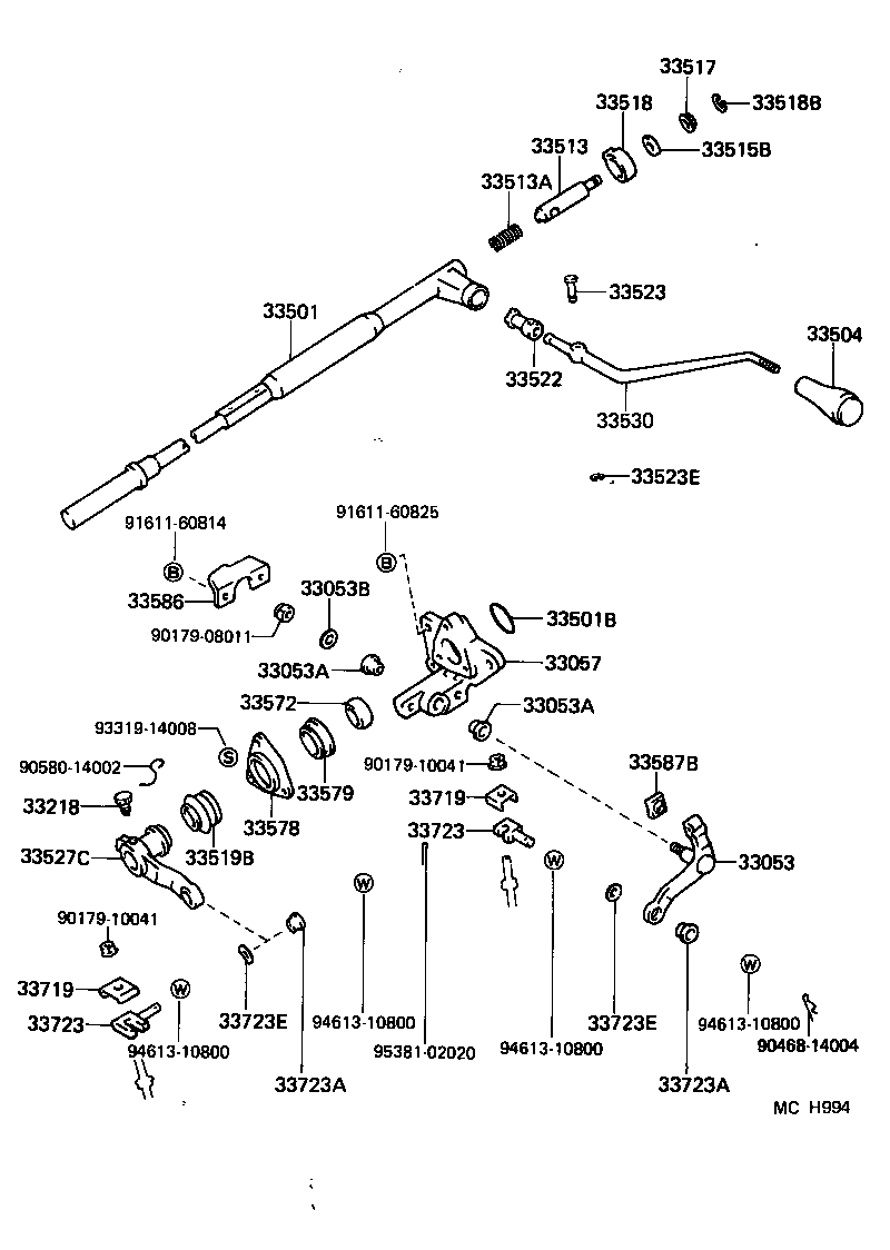 33513-30110 SHAFT, CONTROL SHAFT BRACKET, UPPER product image
