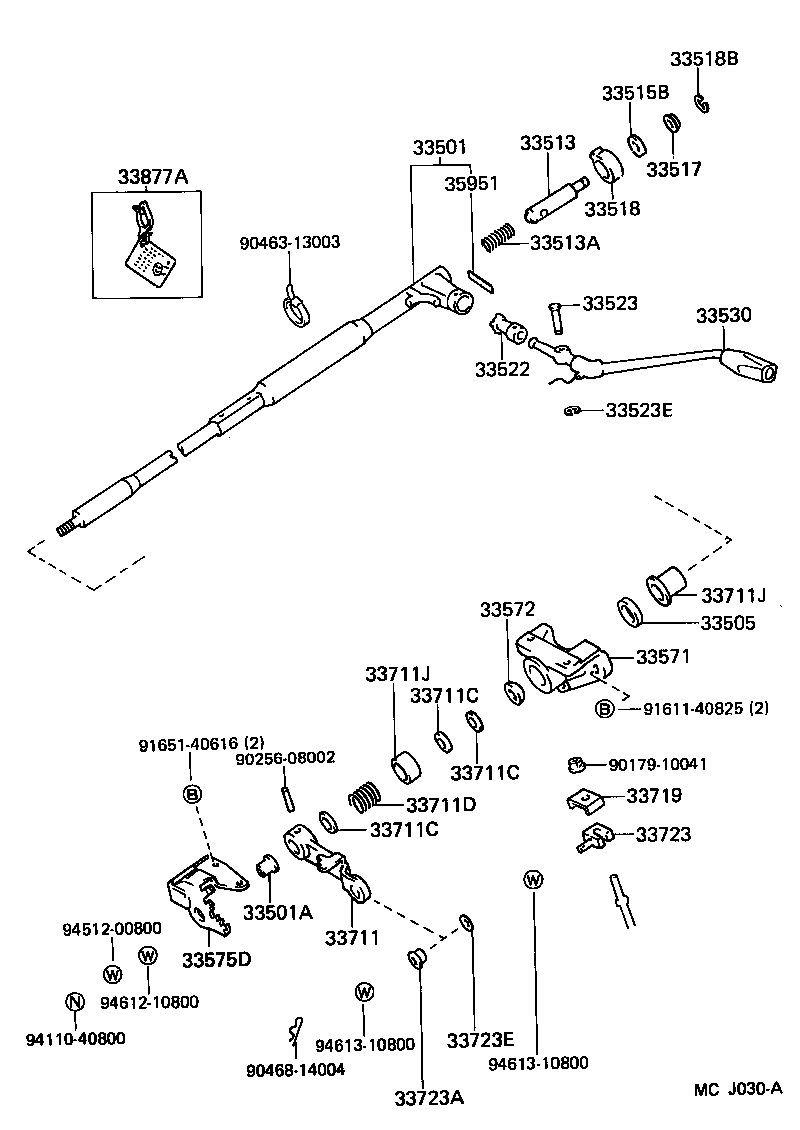 33501-30530 SHAFT SUB-ASSY, CONTROL (FOR COLUMN SHIFT) product image