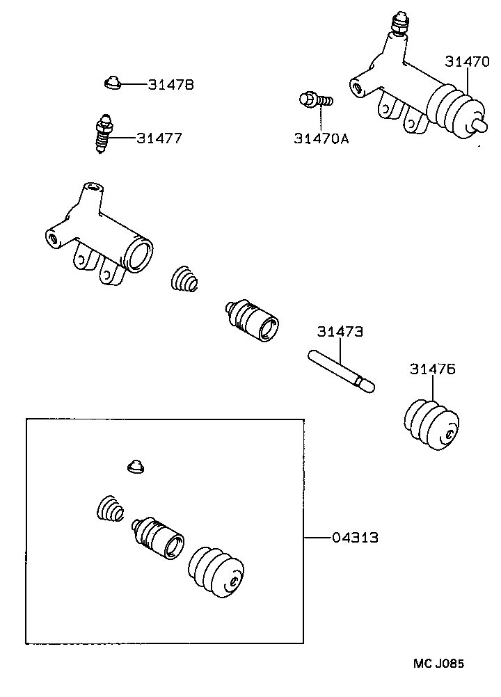31470-20200 CYLINDER ASSY, CLUTCH RELEASE product image
