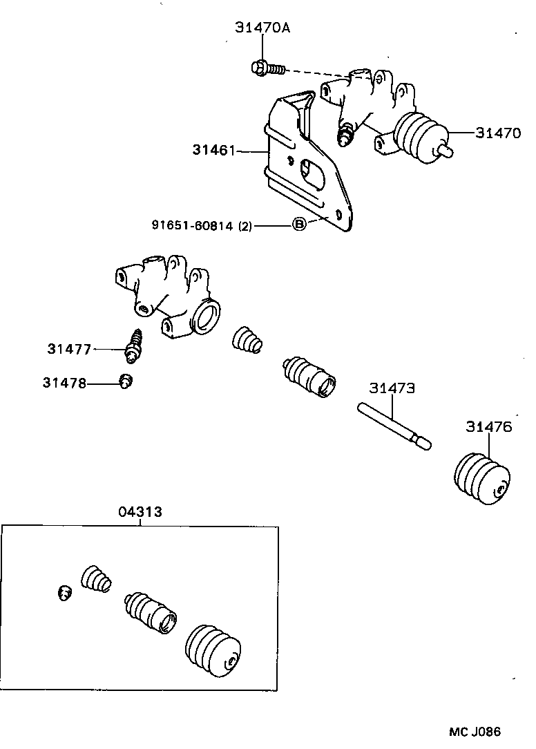 31470-20200 CYLINDER ASSY, CLUTCH RELEASE product image