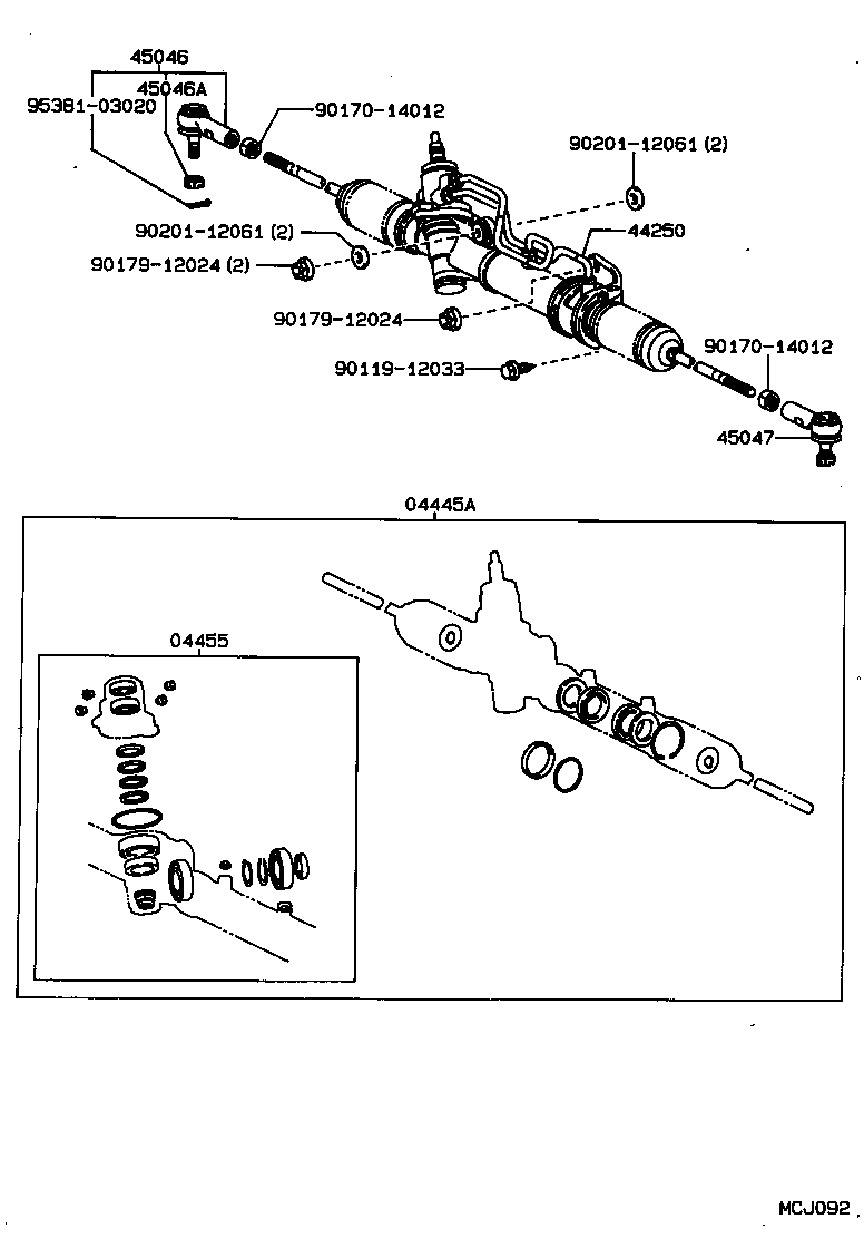 44203-20210 HOUSING SUB-ASSY, POWER STEERING RACK product image