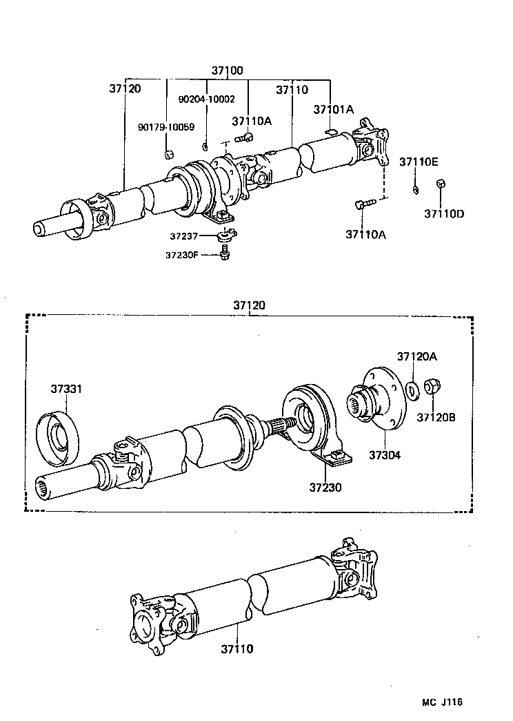 37100-30210 SHAFT ASSY, PROPELLER W/CENTER BEARING product image