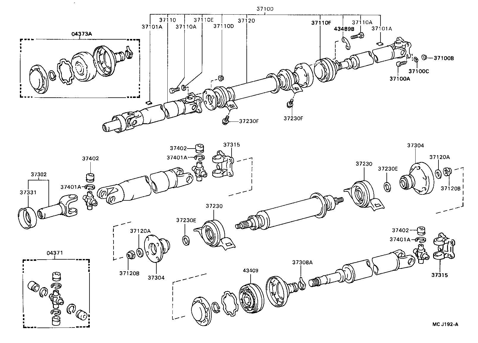Toyota 37230-20121 BEARING ASSY, CENTER SUPPORT, NO.1