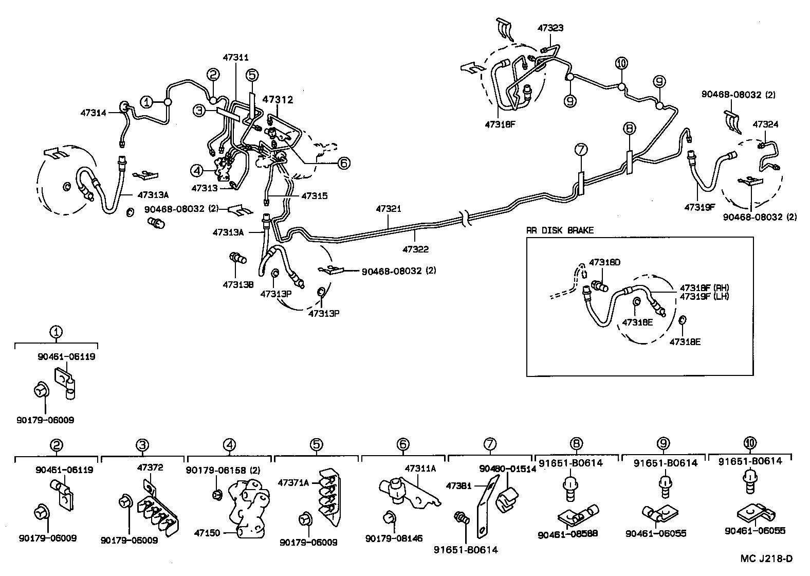 Toyota 47371-20280 CLAMP, BRAKE TUBE, NO.3