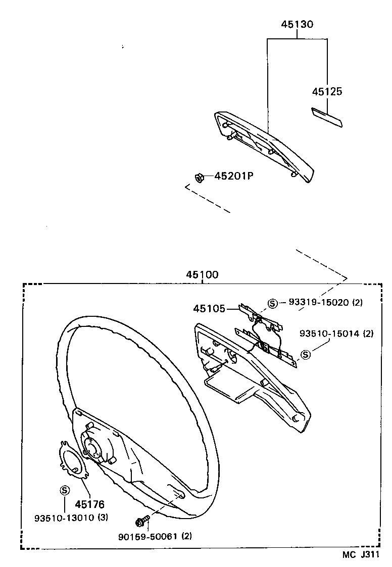 45100-32040-06 WHEEL ASSY, STEERING product image
