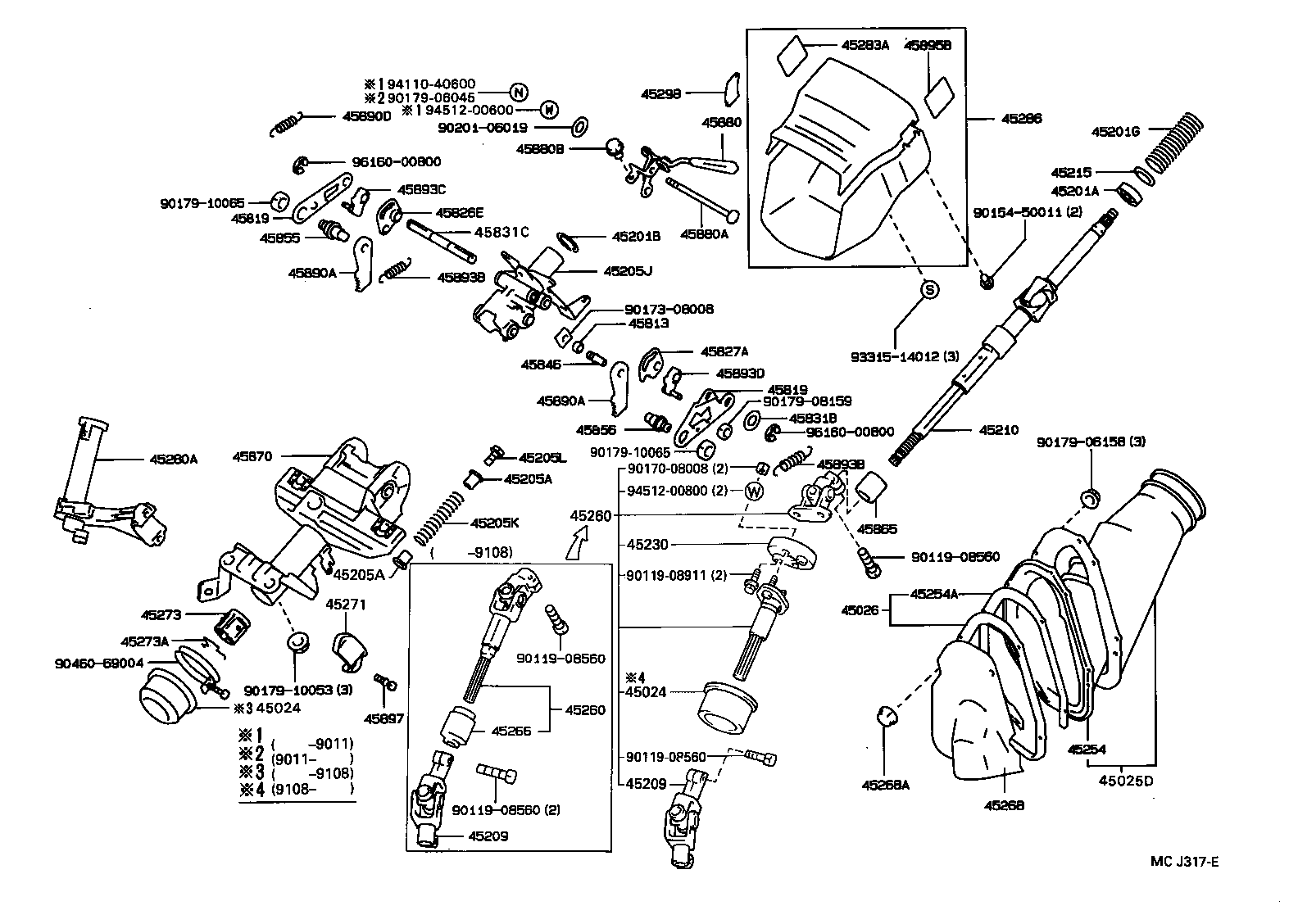45205-20250 TUBE SUB-ASSY, STEERING COLUMN, UPPER product image