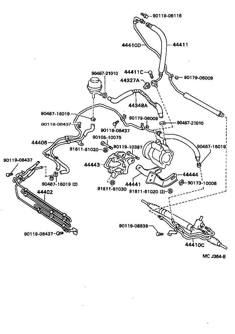 44348-20350 HOSE, OIL RESERVOIR TO PUMP, NO.1 product image