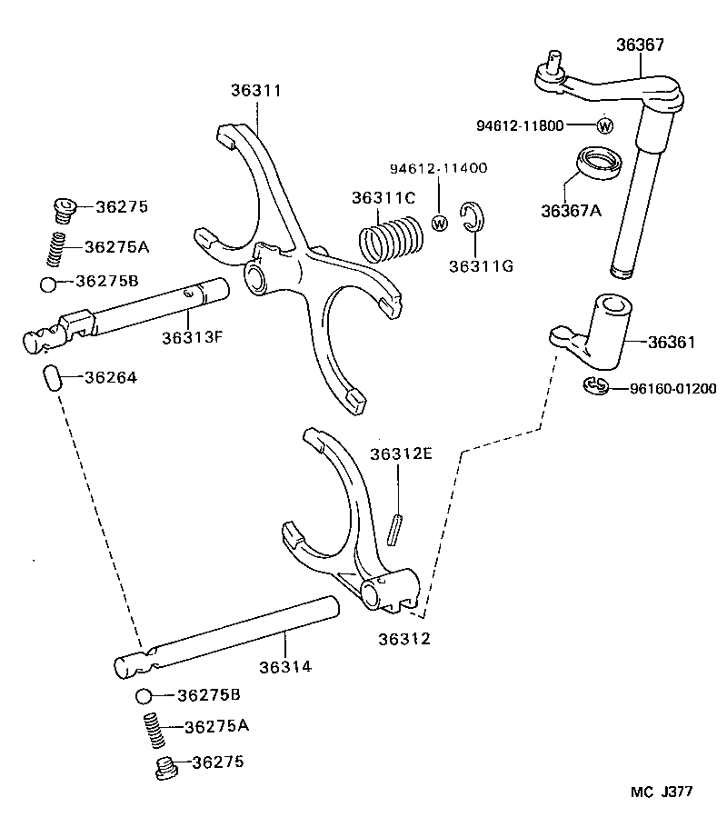 33506-26030 RETAINER SUB-ASSY, TRANSFER CONTROL SHIFT LEVER product image