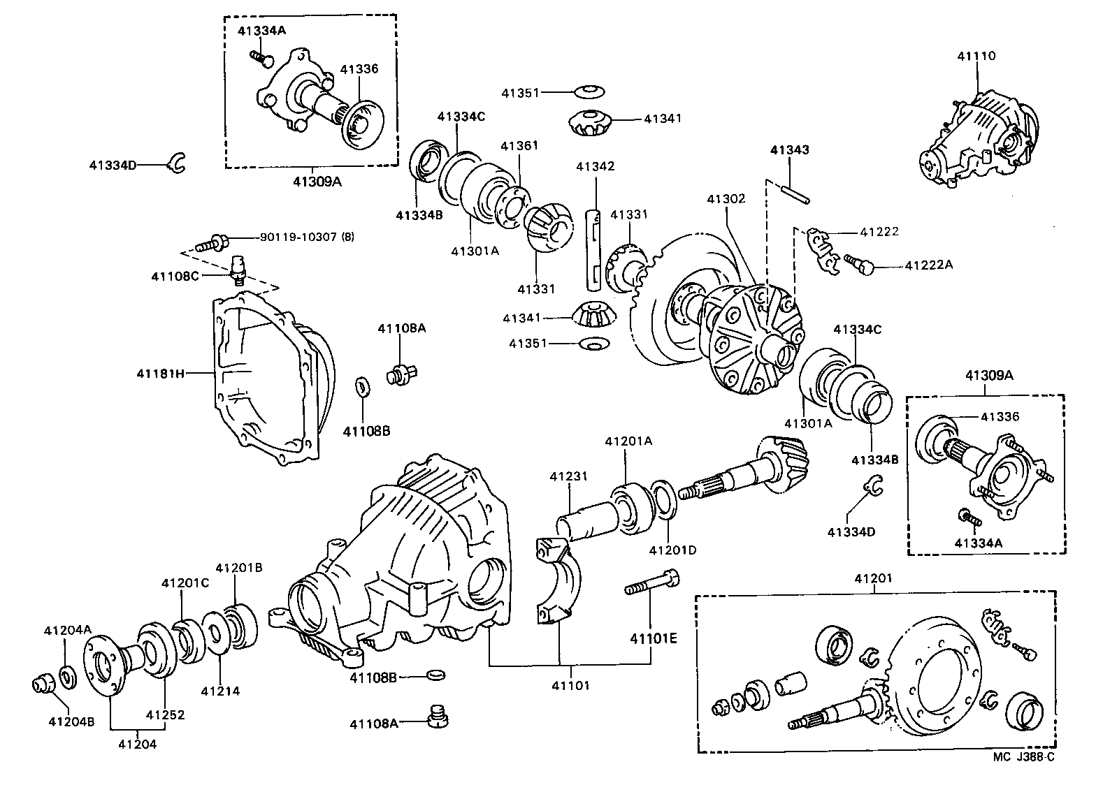 Toyota 41309-20030 SHAFT SUB-ASSY, REAR DIFFERENTIAL SIDE GEAR