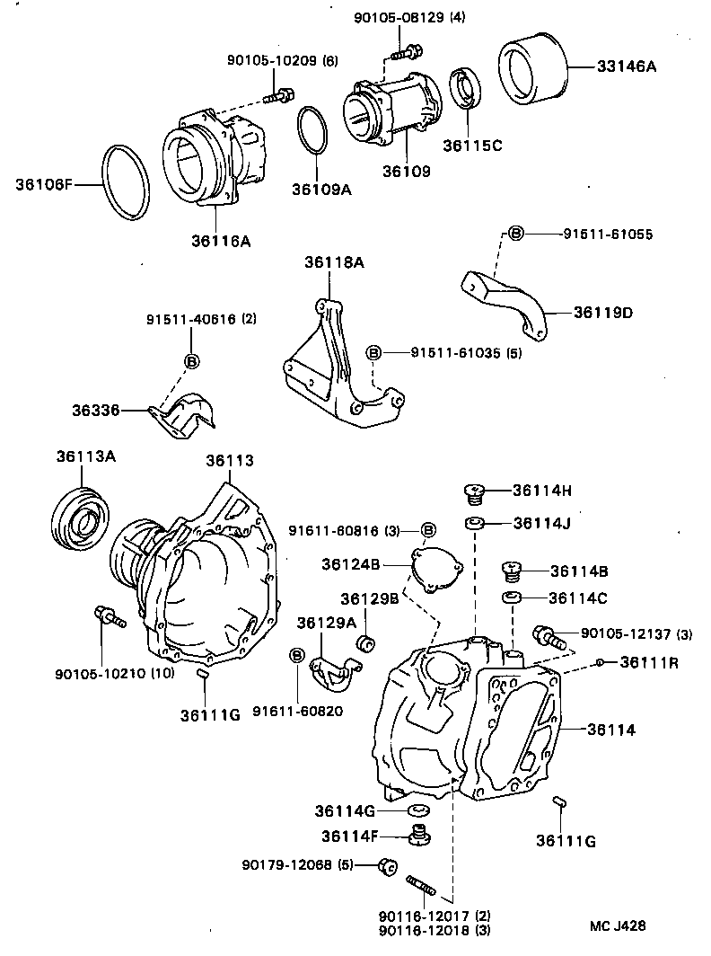 36113-12030 CASE, TRANSFER, RH product image