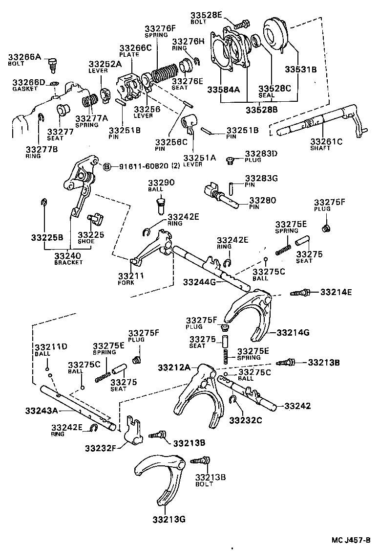 Toyota 33261-32031 SHAFT, SHIFT & SELECT LEVER