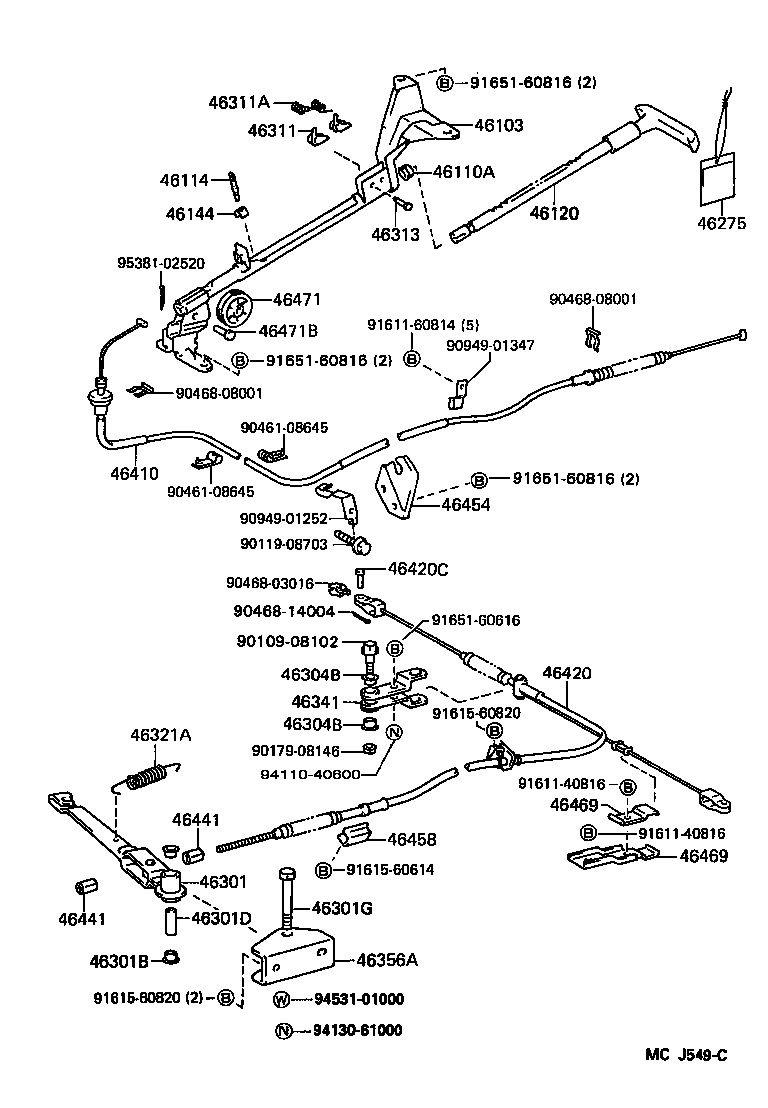 46451-26091 BRACKET, PARKING BRAKE CABLE SUPPORT, NO.1 product image