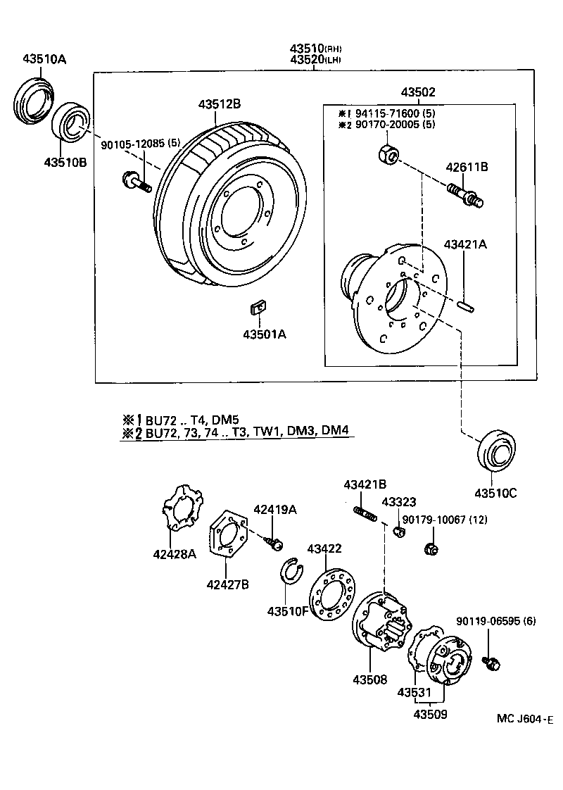 43501-36040 HUB SUB-ASSY, FRONT AXLE product image
