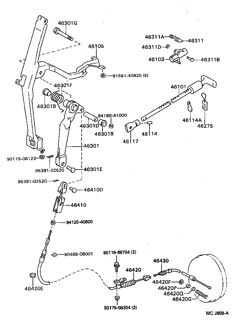 46430-36280 CABLE ASSY, PARKING BRAKE, NO.3 product image